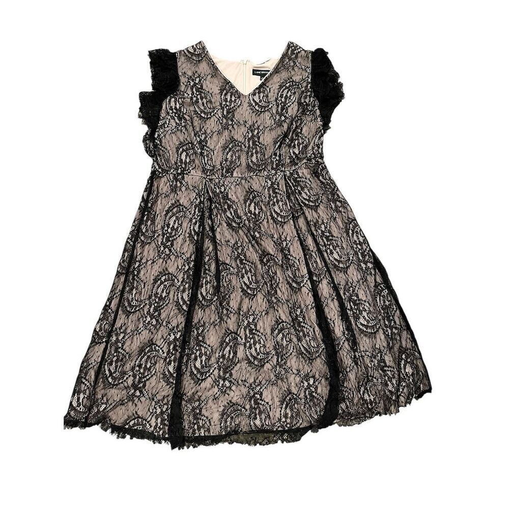 Lane Bryant Plus Size 20 Black Lace Overlay‎ Midi Dress Party/Cocktail